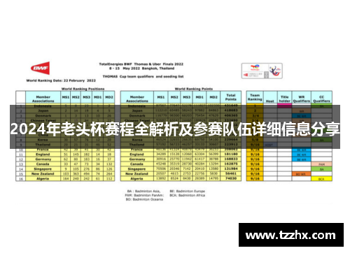 2024年老头杯赛程全解析及参赛队伍详细信息分享